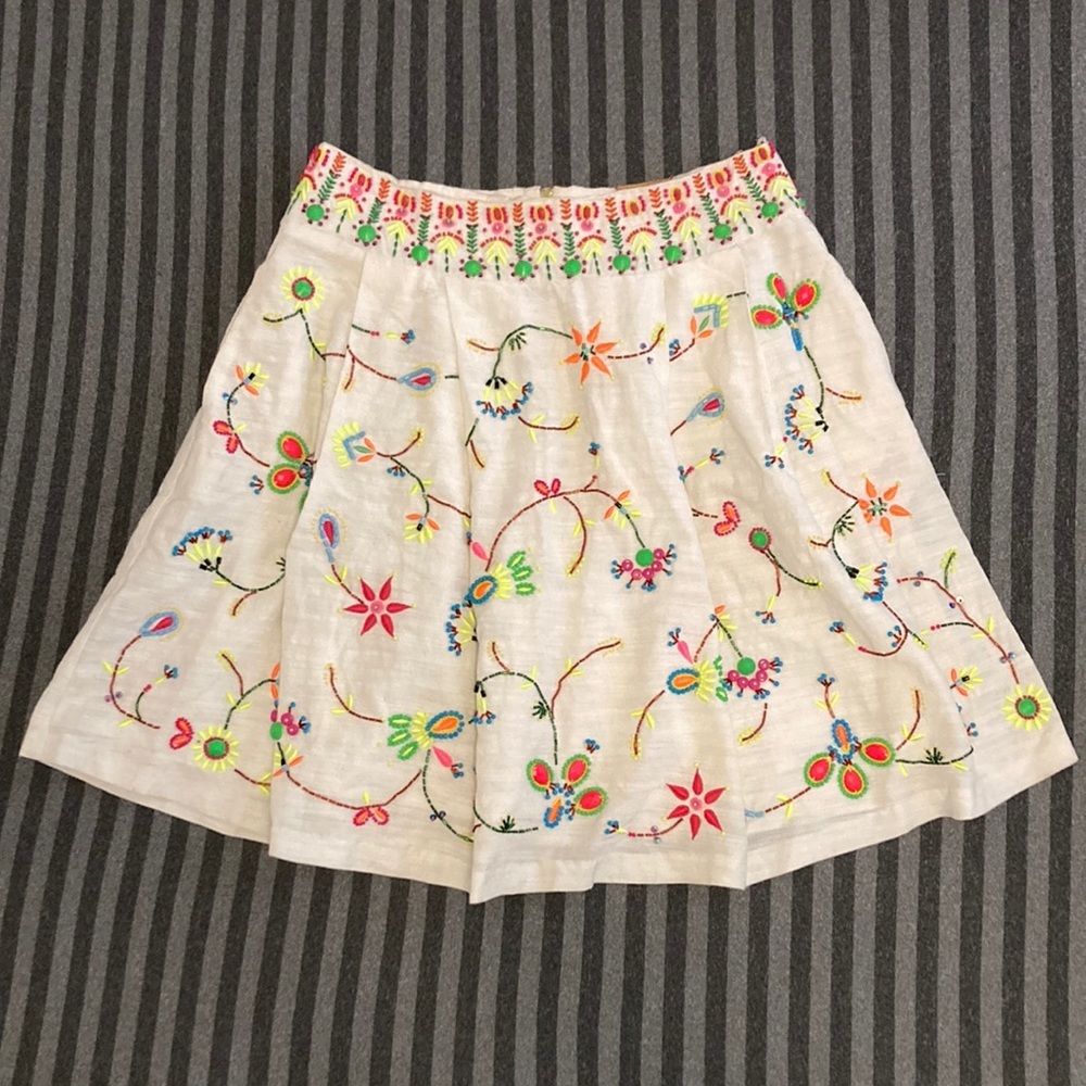 Manish Arora Mid-length Embroidered and Beaded Skirt White Size L